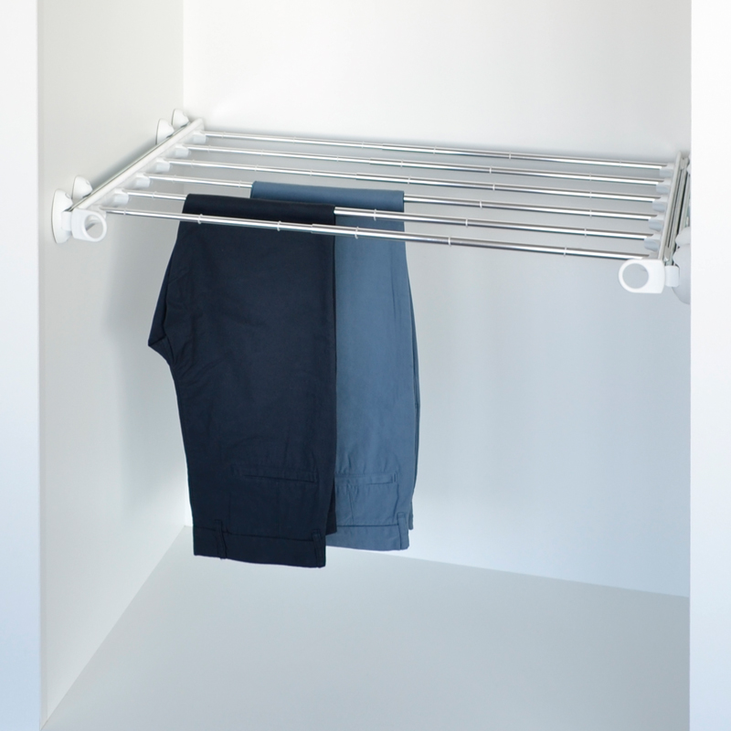 Pull-out width adjustable trousers rack white - bright aluminium 1